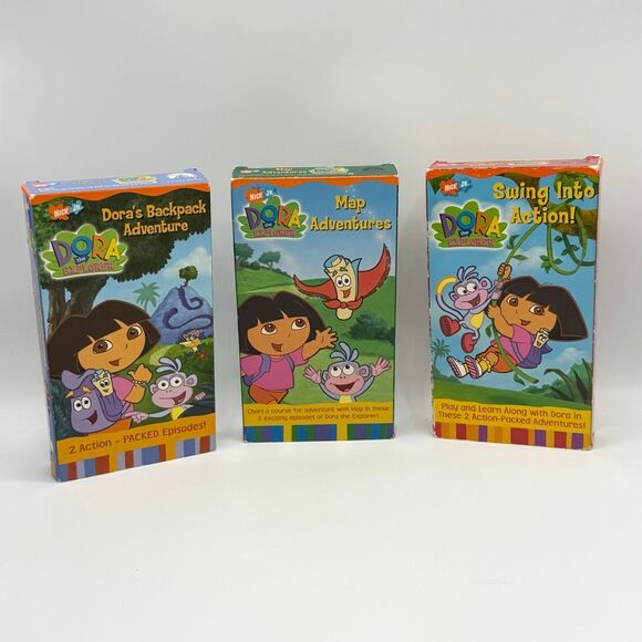 Dora The Explorer VHS Lot of 3 - Map Adventures, Dora’s Backpack Adventures, Swi - Picture 1 of 7